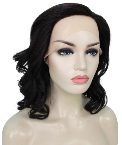 Off Black synthetic swiss lace front wigs