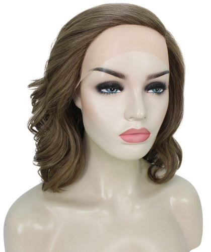 Ash Light Brown synthetic swiss lace front wigs