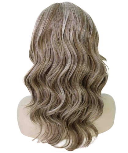Ash Brown with Silver Grey Frost synthetic swiss lace front wigs