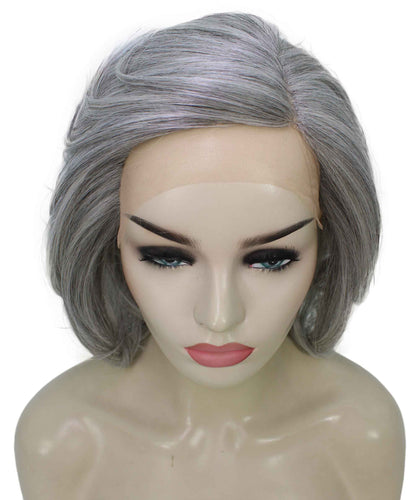Salt & Pepper Grey with Silver Grey HL Front swiss lace wig