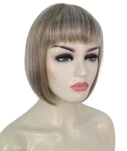 Ash Brown with Silver Grey Frost bob wigs for women