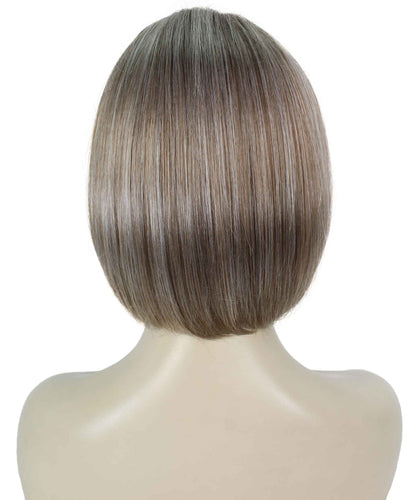 Ash Brown with Silver Grey Frost bob wigs for women