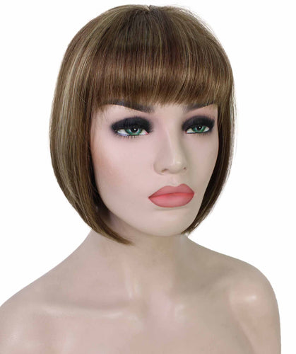  Light Brown with Blonde Highlight Front bob wigs for women