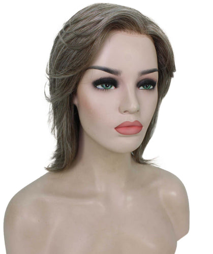 Grey mixed Lt Brn with Slv Grey HL Front short shaggy wigs
