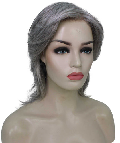 Salt & Pepper Grey with Silver Grey HL Front short shaggy wigs