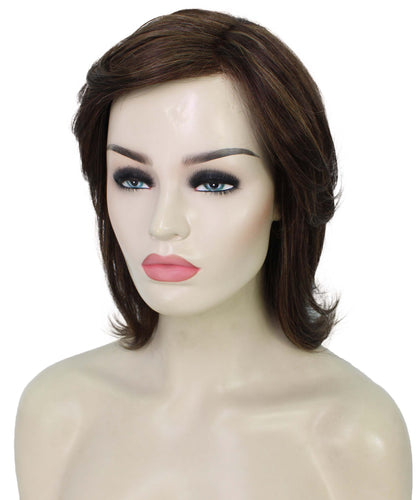 Chestnut Brown with Light Brown Highlight short shaggy wigs