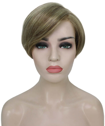 Honey Blonde with Light Brown Highlight Pixie Hair Wig