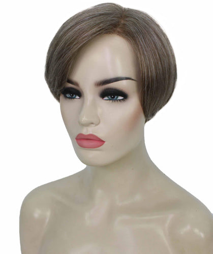Grey mixed with Light Brown Pixie Hair Wig