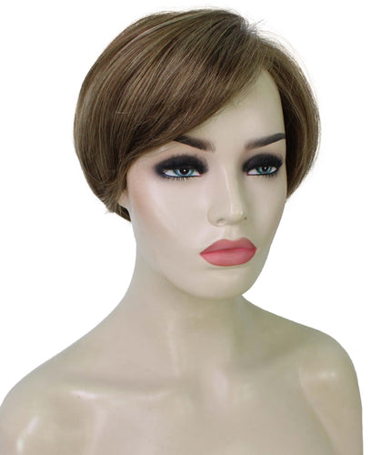 Light Brown with Blonde Highlight Front Pixie Hair Wig