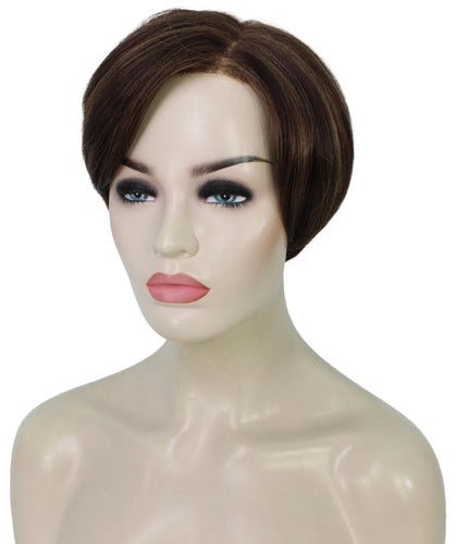 Chestnut Brown with Light Brown Highlight Pixie Hair Wig
