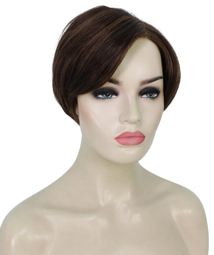 Chestnut Brown with Light Brown Highlight Pixie Hair Wig