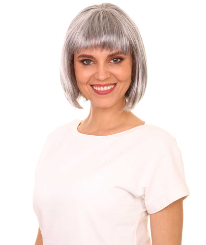 Salt & Pepper Grey with Silver Grey HL Front bob wigs for women