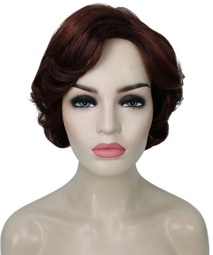 Dark Aurburn with Falme Auburn Highlights Pixie Bob Wig