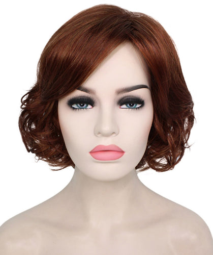 Bright Auburn mixed with Dark Auburn bob wigs with side part and bangs