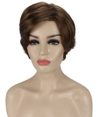 Light Brown with Blonde Highlight Front (Front) Pixie Bob Wig