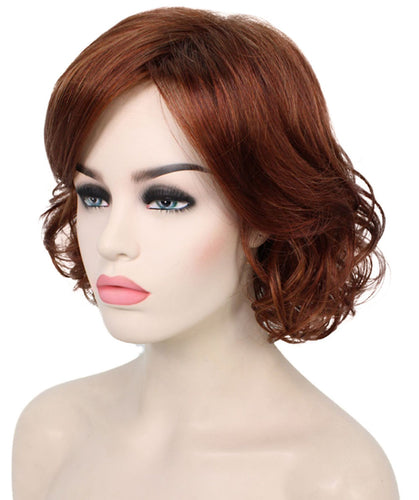 Bright Auburn mixed with Dark Auburn bob wigs with side part and bangs