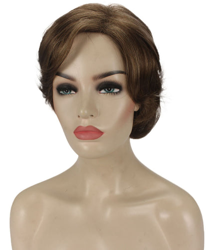 Light Brown with Blonde Highlight Front 2 Pixie Bob Wig