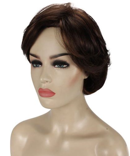 Dark Brown with Auburn highlights Pixie Bob Wig