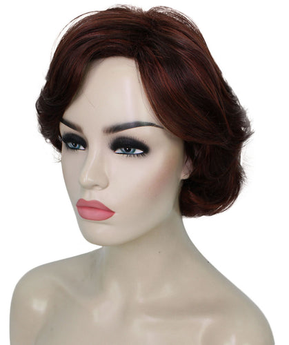 Dark Aurburn with Falme Auburn Highlights Pixie Bob Wig