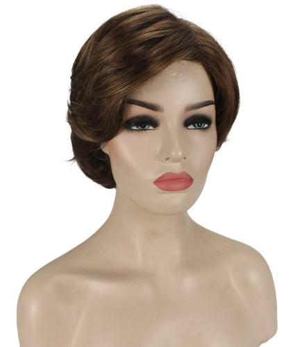 Light Brown with Blonde Highlight Front (Front) Pixie Bob Wig