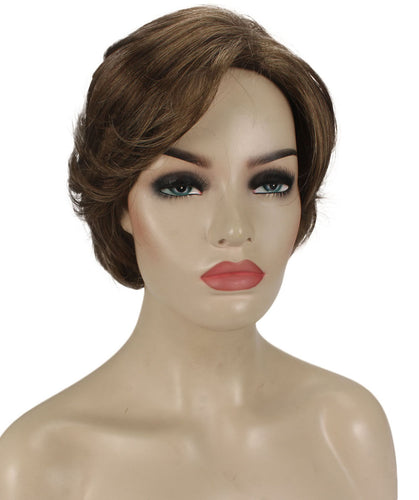 Light Brown with Blonde Highlight Front 2 Pixie Bob Wig