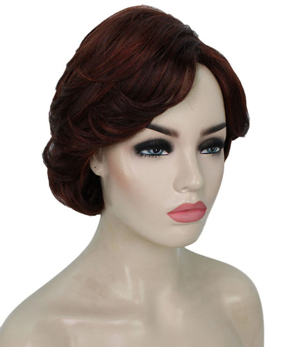 Dark Aurburn with Falme Auburn Highlights Pixie Bob Wig