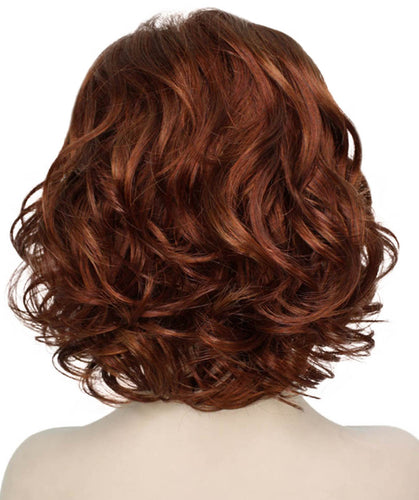 Bright Auburn mixed with Dark Auburn bob wigs with side part and bangs