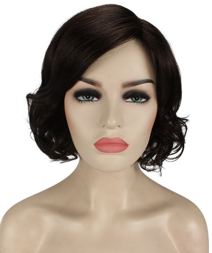 Off Black bob wigs with side part and bangs