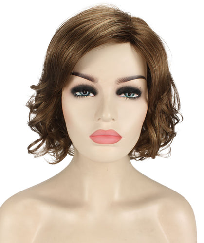 Light Brown with Blonde Highlight Frontbob wigs with side part and bangs