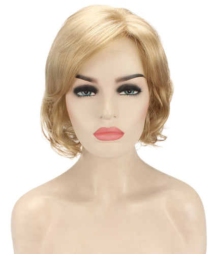 Champaign Blonde bob wigs with side part and bangs