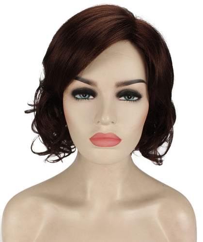 Dark Auburn bob wigs with side part and bangs