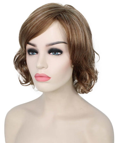 Light Blonde with Blonde Highlight bob wigs with side part and bangs