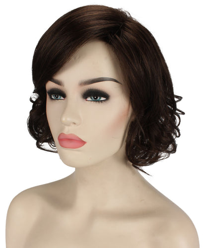 Dark Brown with Auburn highlights 2 bob wigs with side part and bangs