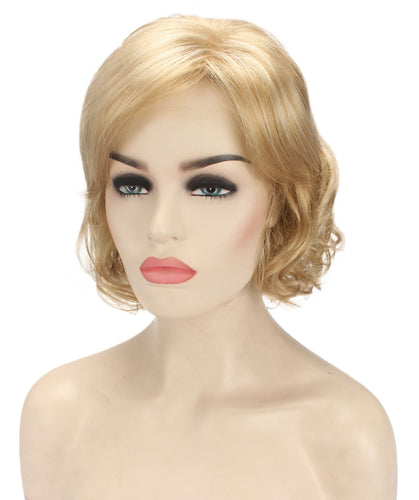 Champaign Blonde bob wigs with side part and bangs