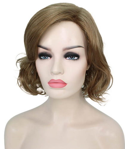 Dark Golden Blonde bob wigs with side part and bangs