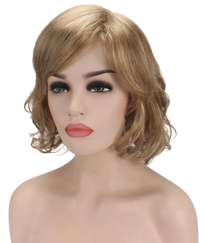 Ash Blonde bob wigs with side part and bangs