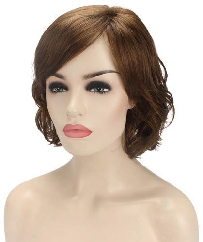 Light Brown bob wigs with side part and bangs