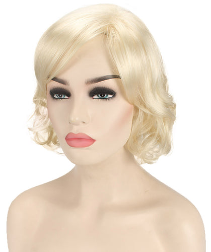 Platinum Blonde bob wigs with side part and bangs