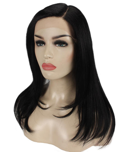 Black swiss lace front wig