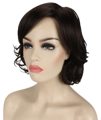 Dark Brown bob wigs with side part and bangs