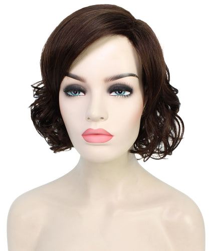 Chocolate Brown bob wigs with side part and bangs