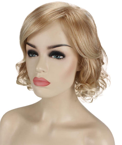 Golden Blonde with 613 Plantinum Tips bob wigs with side part and bangs