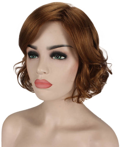 Medium Auburn with Light Aurburn Tipsbob wigs with side part and bangs