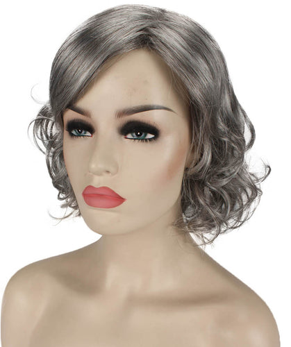 Salt & Pepper Grey with Silver Grey HL Front bob wigs with side part and bangs