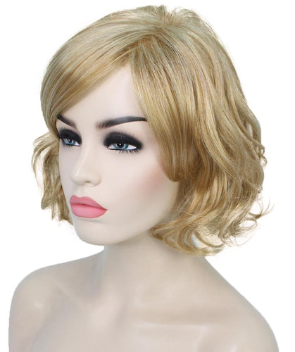 Strawberry Blonde bob wigs with side part and bangs