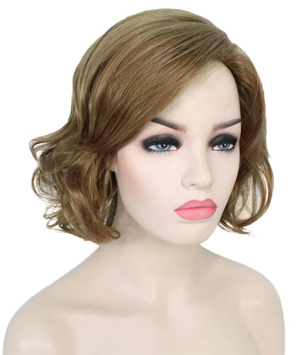 Dark Golden Blonde bob wigs with side part and bangs
