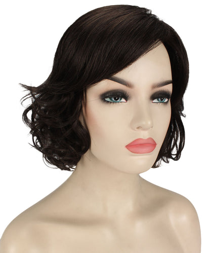 Dark Brown bob wigs with side part and bangs