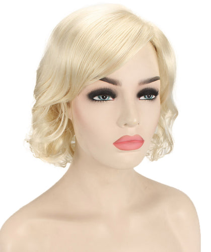 Platinum Blonde bob wigs with side part and bangs