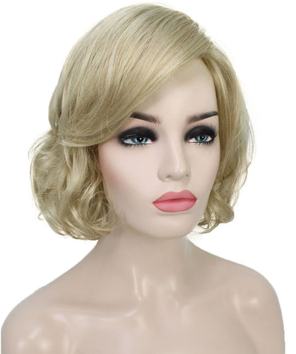 Light Blonde bob wigs with side part and bangs