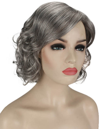 Salt & Pepper Grey with Silver Grey HL Front bob wigs with side part and bangs